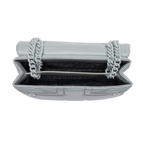 Kurt Geiger Leather Kensington UJ Drench Convertible Bag NWT Gray Chain Eagle - Picture 4 of 5